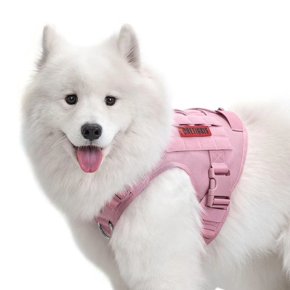 OneTigris Tactical Dog Harness Vest Pink Medium No-Pull Service Dog Training